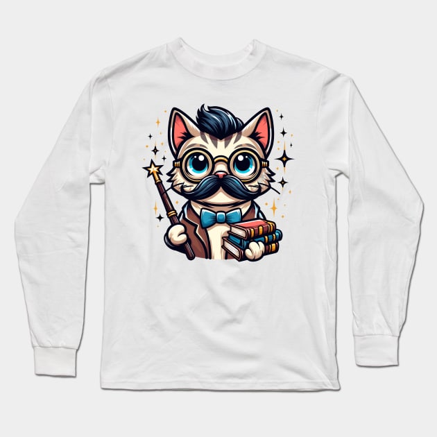 Nerdy Cat Long Sleeve T-Shirt by Graceful Designs